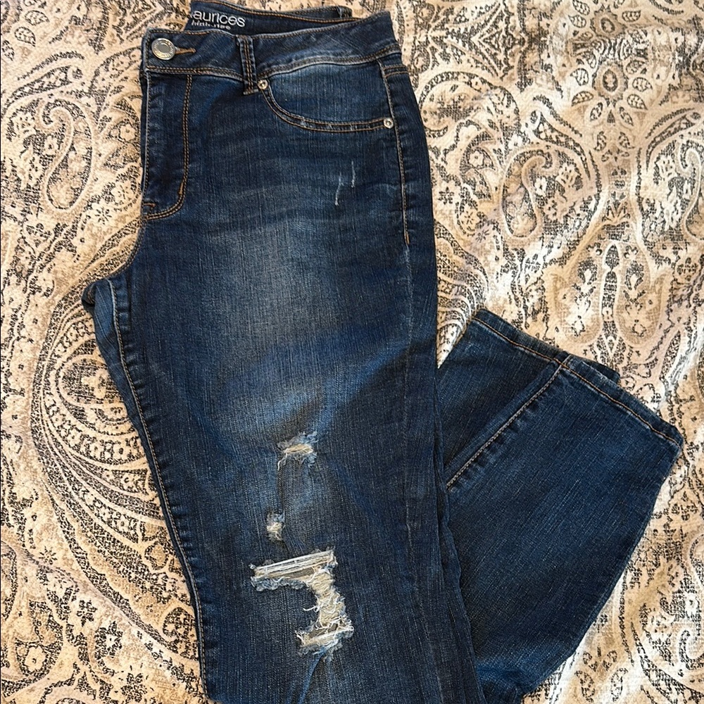 Maurices Women's Blue Distressed Hi-rise Skinny Jeans